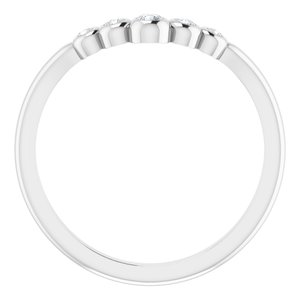 14K White Gold 1/10 CTW Natural Diamond Graduated V Ring