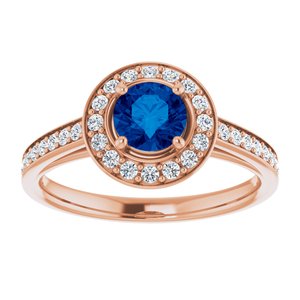 14K Rose Gold Lab-Grown Blue Sapphire & 1/3 CTW Natural Diamond Ring
