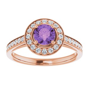 14K Rose Gold Natural Amethyst & 1/3 CTW Natural Diamond Ring
