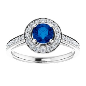 Platinum Lab-Grown Blue Sapphire & 1/3 CTW Natural Diamond Ring