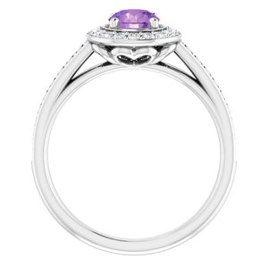 14K White Gold Natural Amethyst & 1/3 CTW Natural Diamond Ring