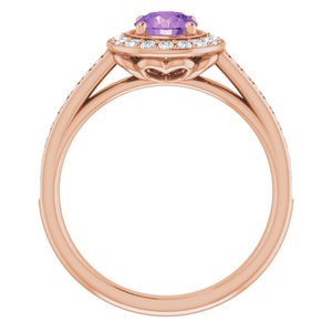 14K Rose Gold Natural Amethyst & 1/3 CTW Natural Diamond Ring