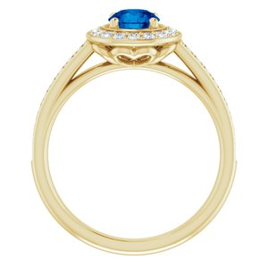 14K Yellow Gold Lab-Grown Blue Sapphire & 1/3 CTW Natural Diamond Ring