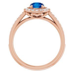 14K Rose Gold Lab-Grown Blue Sapphire & 1/3 CTW Natural Diamond Ring
