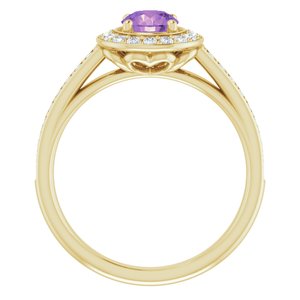 14K Yellow Gold Natural Amethyst & 1/3 CTW Natural Diamond Ring