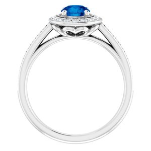 14K White Gold Lab-Grown Blue Sapphire & 1/3 CTW Natural Diamond Ring