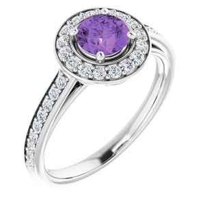 14K White Gold Natural Amethyst & 1/3 CTW Natural Diamond Ring