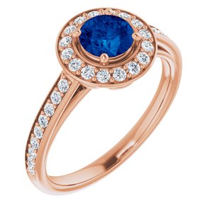 14K Rose Gold Lab-Grown Blue Sapphire & 1/3 CTW Natural Diamond Ring