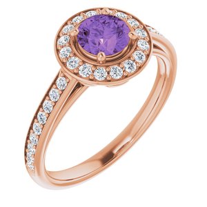 14K Rose Gold Natural Amethyst & 1/3 CTW Natural Diamond Ring