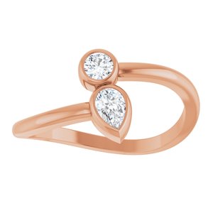 14K Rose Gold 1/4 CTW Natural Diamond Two-Stone Bypass Ring