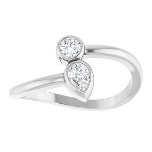 Sterling Silver 1/4 CTW Natural Diamond Two-Stone Bypass Ring