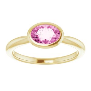 14K Yellow Gold Lab-Grown Pink Sapphire Ring
