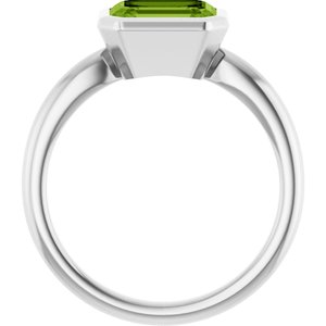 Platinum Natural Peridot Solitaire Ring