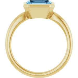 14K Yellow Gold Natural Sky Blue Topaz Solitaire Ring