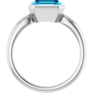 Sterling Silver Natural Aquamarine Solitaire Ring