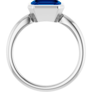 Platinum Lab-Grown Blue Sapphire Solitaire Ring