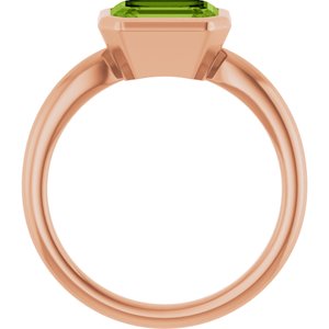 14K Rose Gold Natural Peridot Solitaire Ring