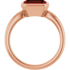 14K Rose Gold Natural Mozambique Garnet Solitaire Ring