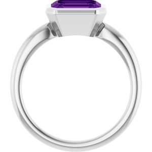14K White Gold Natural Amethyst Solitaire Ring