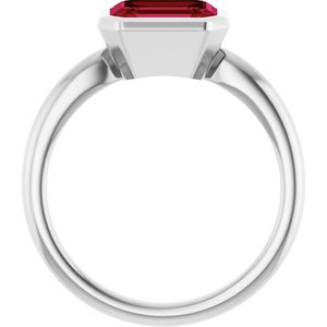 10K White Gold Lab-Grown Ruby Solitaire Solitaire Ring