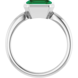 Platinum Lab-Grown Emerald Solitaire Solitaire Ring