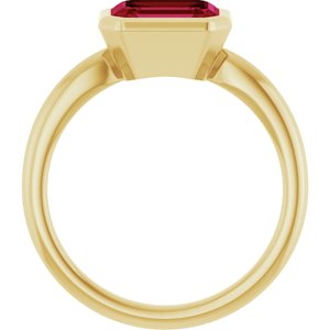 10K Yellow Gold Lab-Grown Ruby Solitaire Solitaire Ring