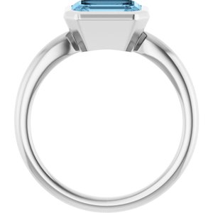 14K White Gold Natural Sky Blue Topaz Solitaire Ring