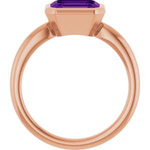 14K Rose Gold Natural Amethyst Solitaire Ring