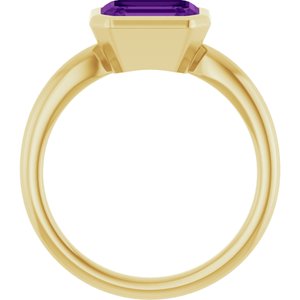 10K Yellow Gold Natural Amethyst Solitaire Ring