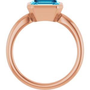14K Rose Gold Natural Aquamarine Solitaire Ring