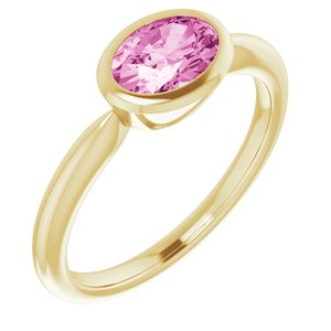 14K Yellow Gold Lab-Grown Pink Sapphire Ring