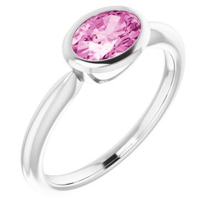 14K White Gold Lab-Grown Pink Sapphire Ring