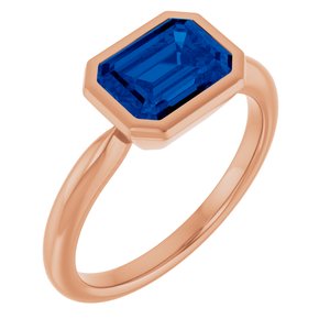 14K Rose Gold Lab-Grown Blue Sapphire Solitaire Ring