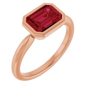 14K Rose Gold Lab-Grown Ruby Solitaire Solitaire Ring