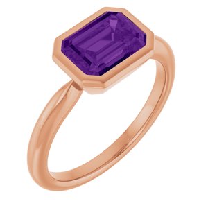 14K Rose Gold Natural Amethyst Solitaire Ring