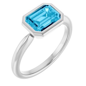 14K White Gold Natural Aquamarine Solitaire Ring