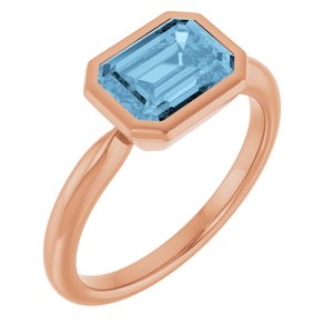 14K Rose Gold Natural Sky Blue Topaz Solitaire Ring