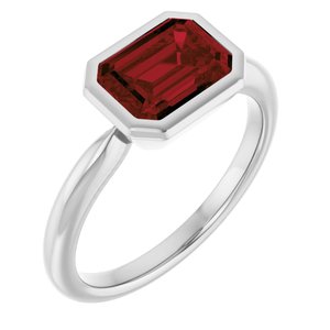 Platinum Natural Mozambique Garnet Solitaire Ring