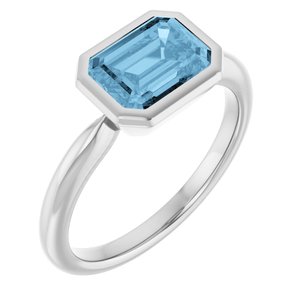 Platinum Natural Sky Blue Topaz Solitaire Ring