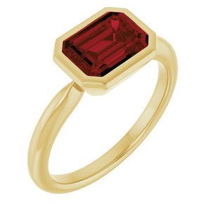 10K Yellow Gold Natural Mozambique Garnet Solitaire Ring