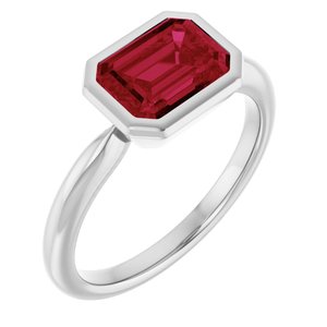 10K White Gold Lab-Grown Ruby Solitaire Solitaire Ring