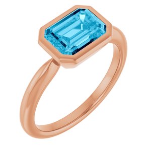 14K Rose Gold Natural Aquamarine Solitaire Ring