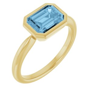 14K Yellow Gold Natural Sky Blue Topaz Solitaire Ring