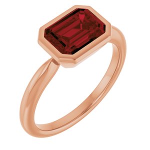 14K Rose Gold Natural Mozambique Garnet Solitaire Ring