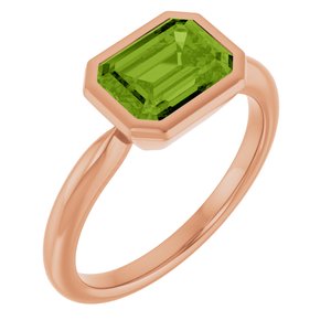 14K Rose Gold Natural Peridot Solitaire Ring