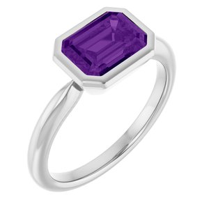 14K White Gold Natural Amethyst Solitaire Ring
