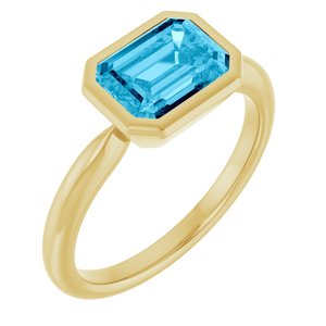 10K Yellow Gold Natural Aquamarine Solitaire Ring
