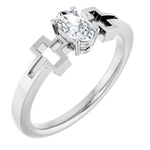 14K White Gold Natural White Sapphire Youth Cross Ring