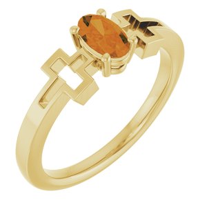 14K Yellow Gold Natural Citrine Youth Cross Ring