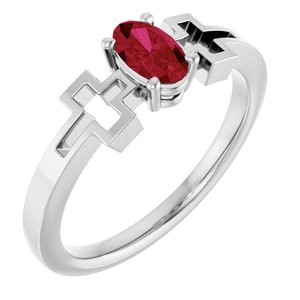 Platinum Lab-Grown Ruby Youth Cross Ring